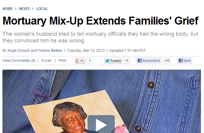 Mortuary Mix-Up Extends Families' Grief - NBC Southern California